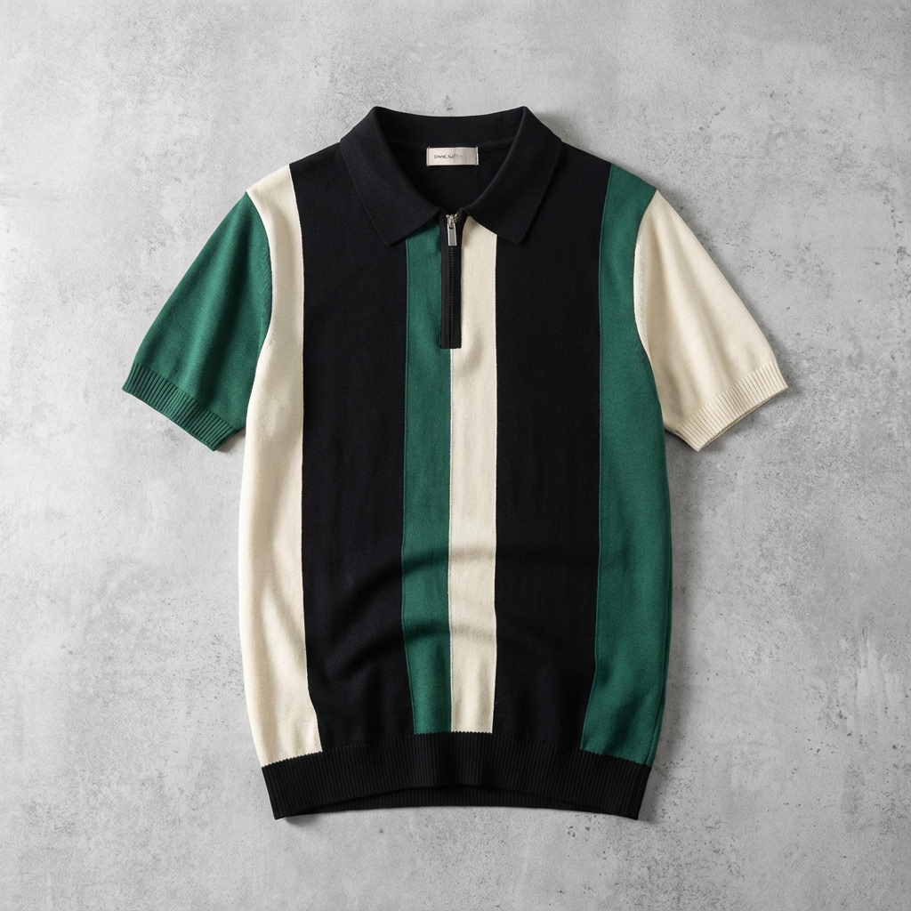 Men's Ice Knit Zip Polo Shirt - VibreMode