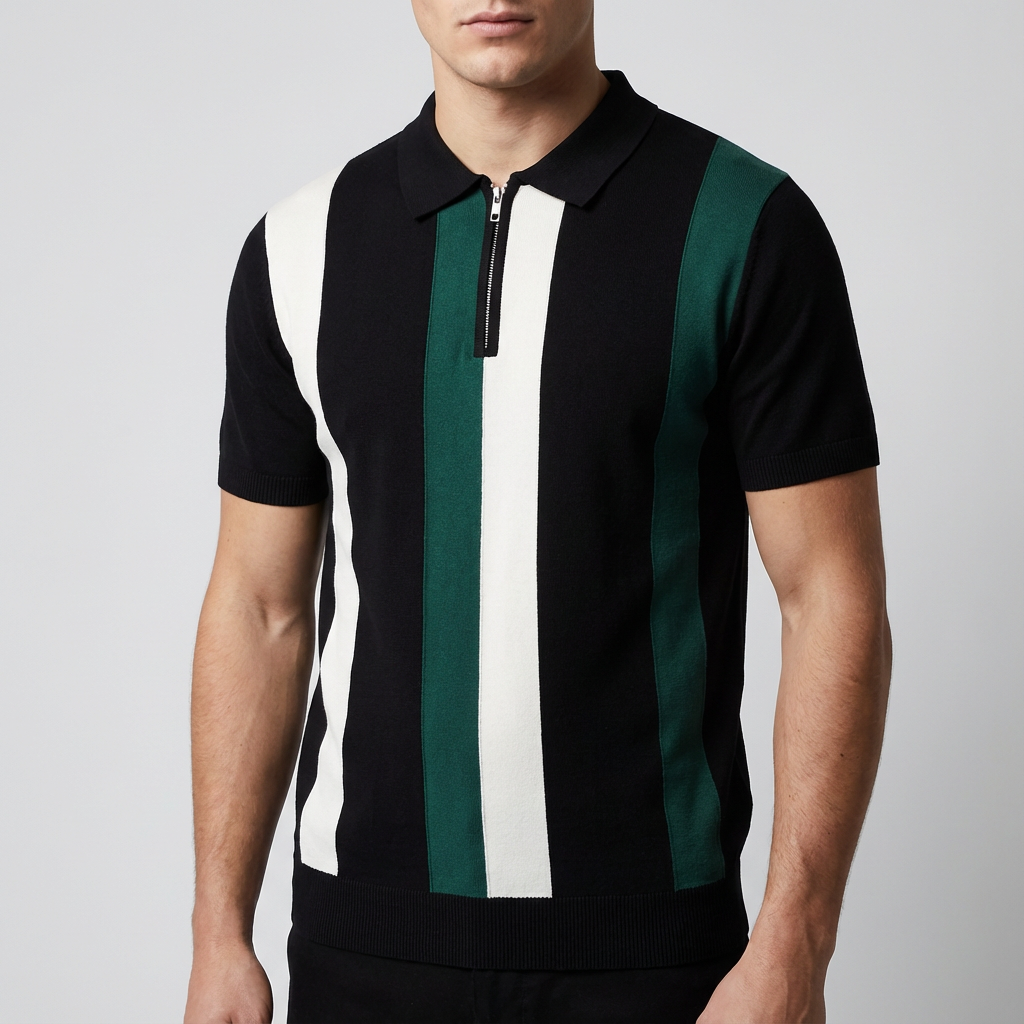 Silk Polo Shirt Zip Front - VibreMode
