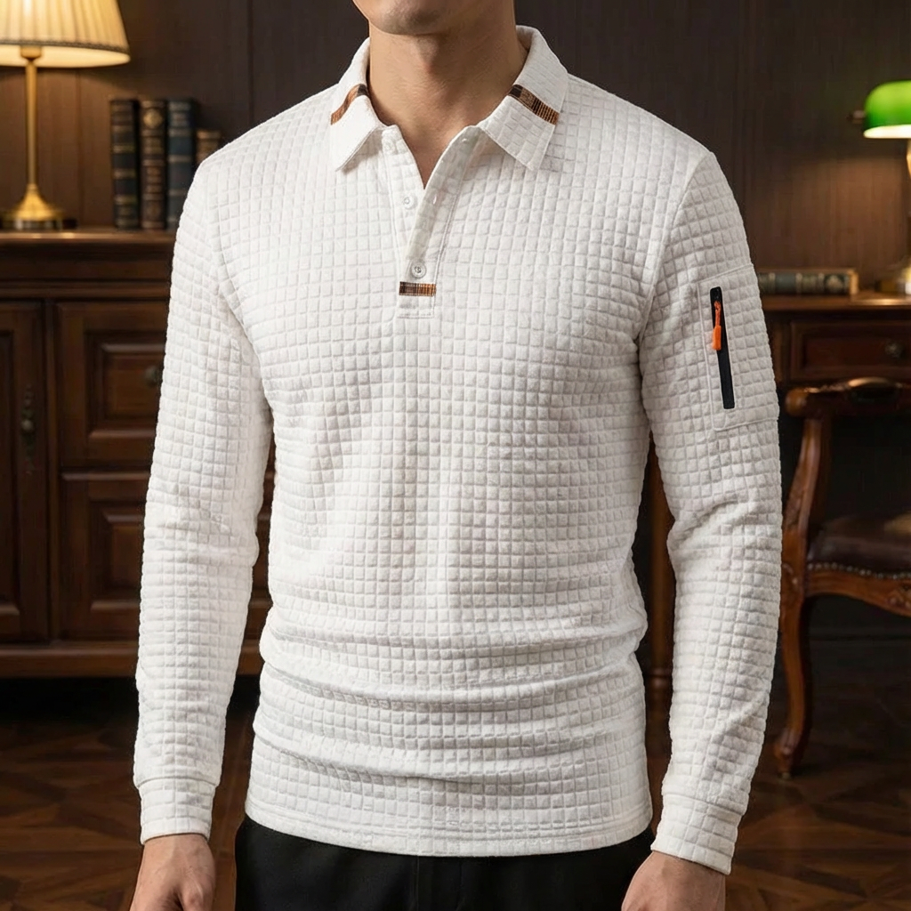 Portofino Men's Waffle Knit Polo Shirt - VibreMode