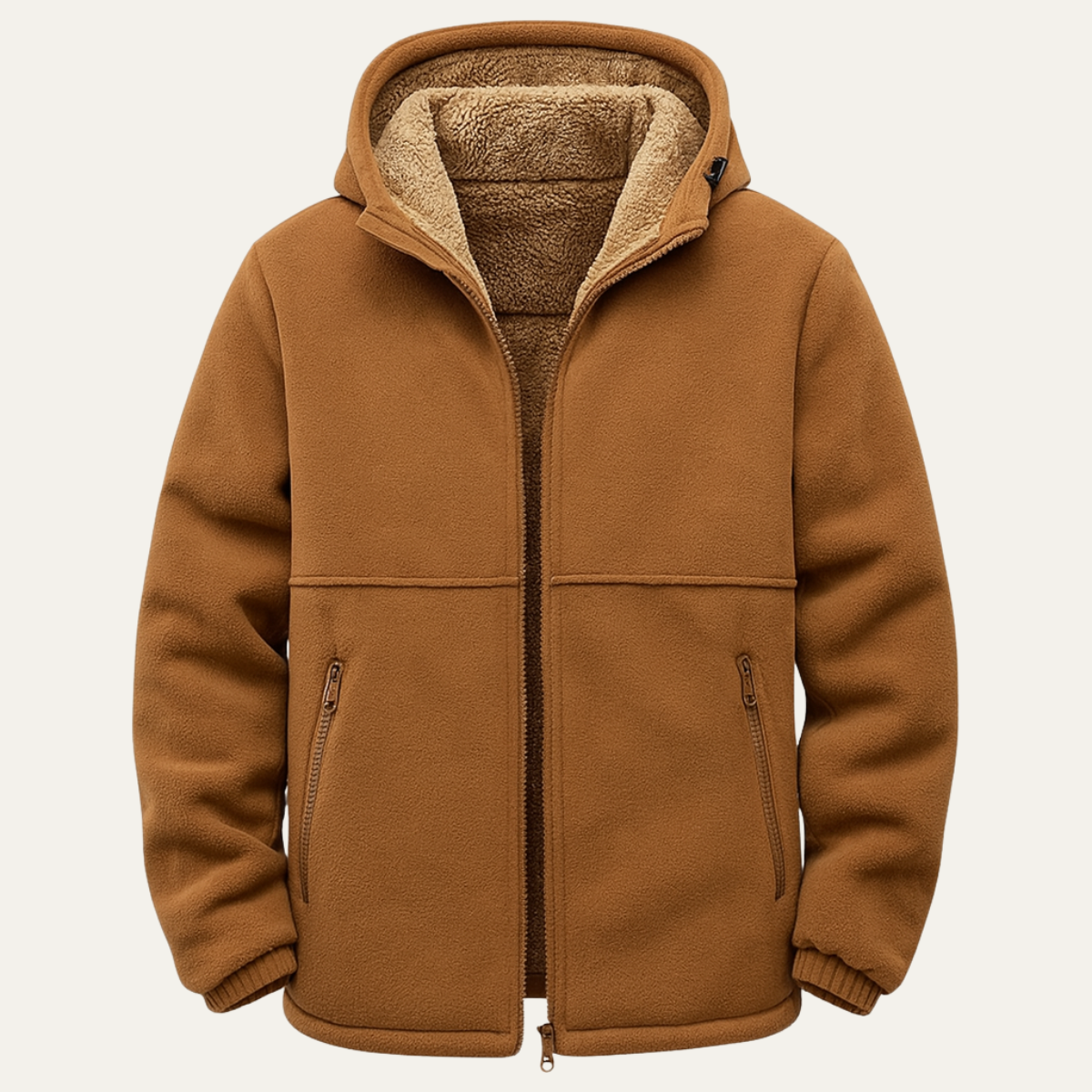 Men's Fleece Lined Hooded Jacket Warm - VibreMode