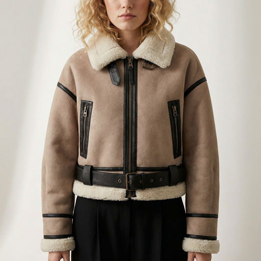 Women's Faux Leather Fur Jacket - VibreMode