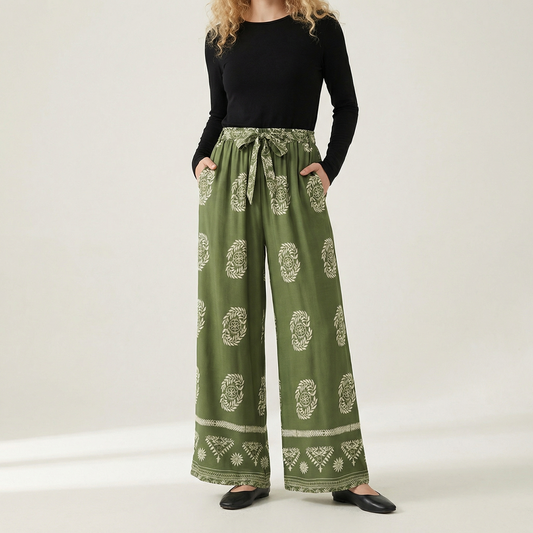 Women's Floral Wide Leg Pants - VibreMode