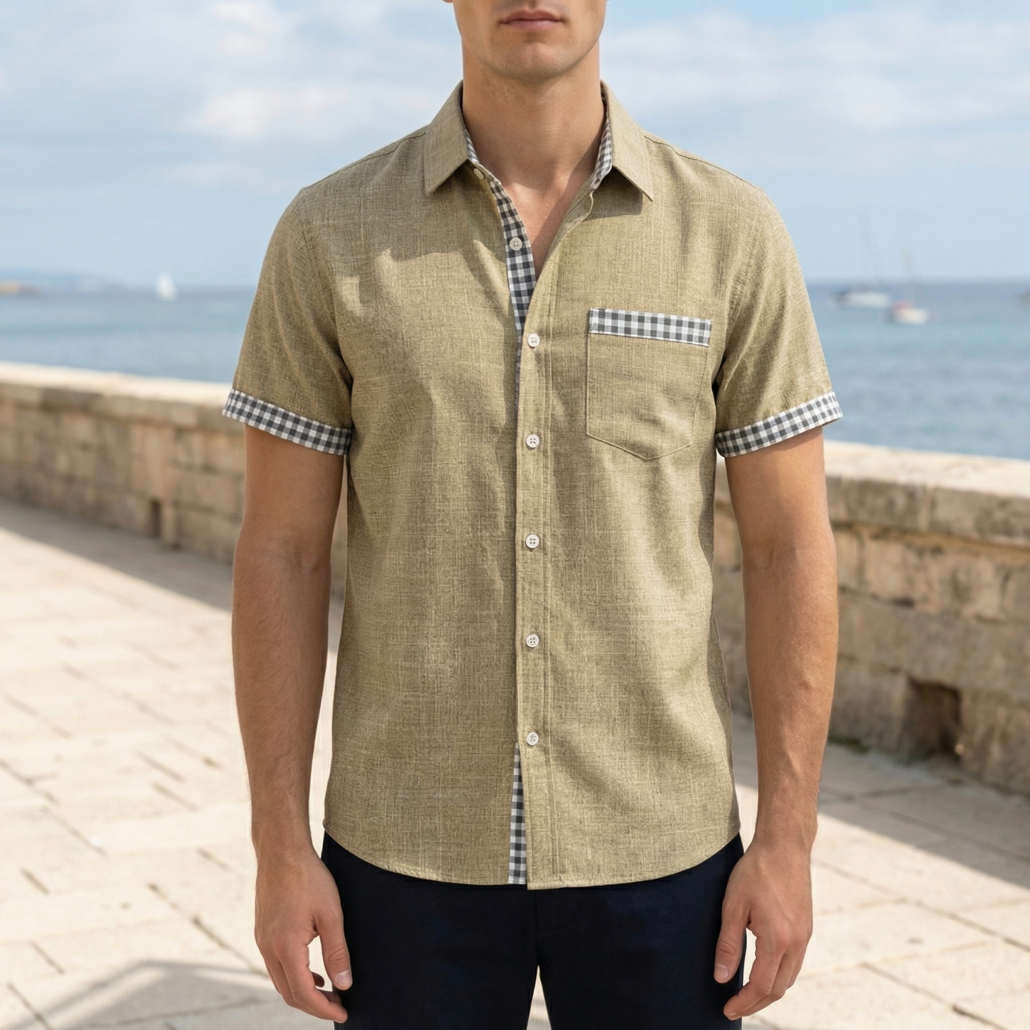 Men's Casual Linen Shirt - VibreMode