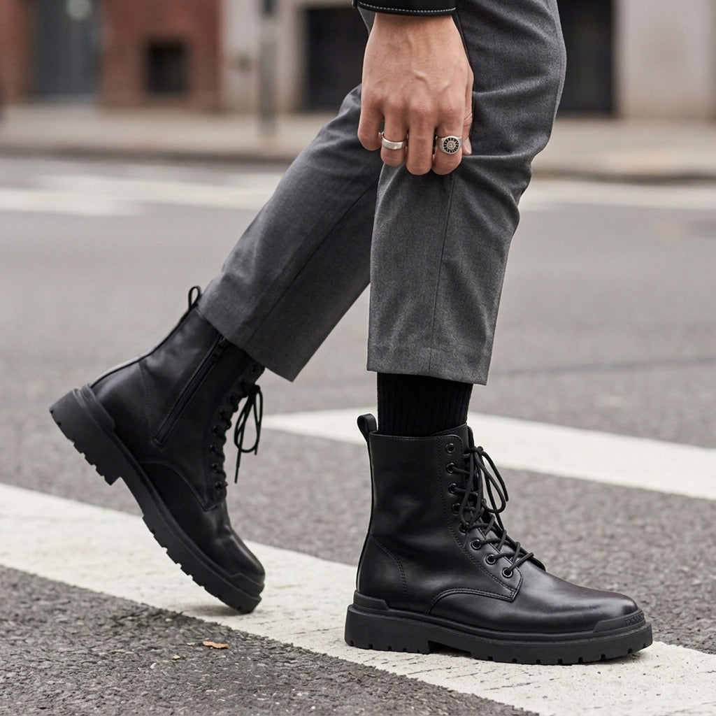 Men's High Leather Boots - VibreMode