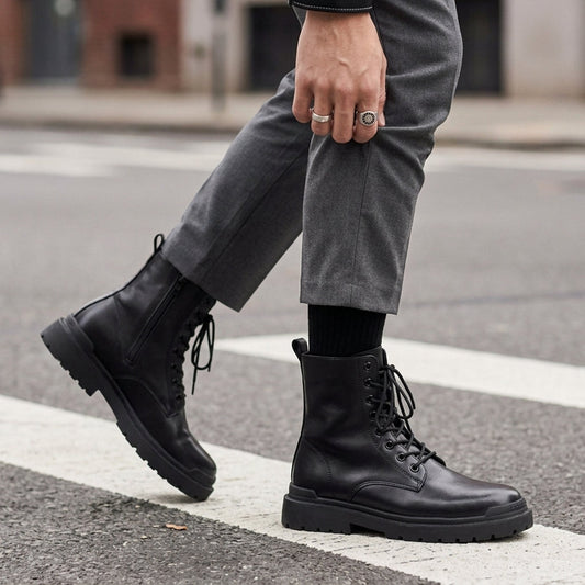Men's High Leather Boots - VibreMode