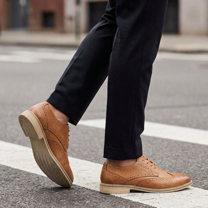 Men's Leather Brogue Shoes Brown - VibreMode