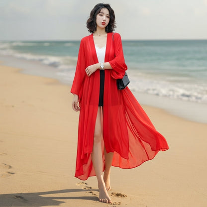 Women's Long Chiffon Cardigan - VibreMode