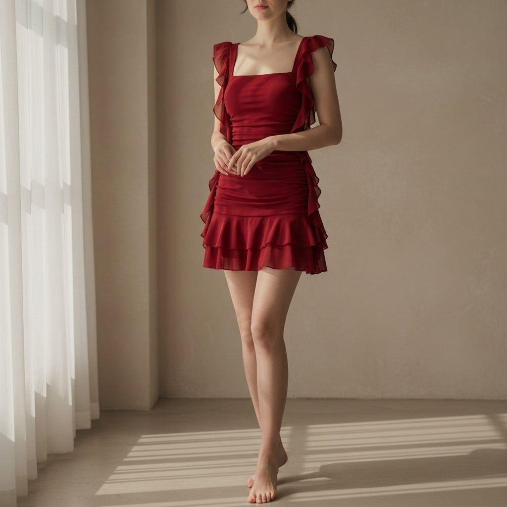 Women's Ruffle Edge Dress - VibreMode