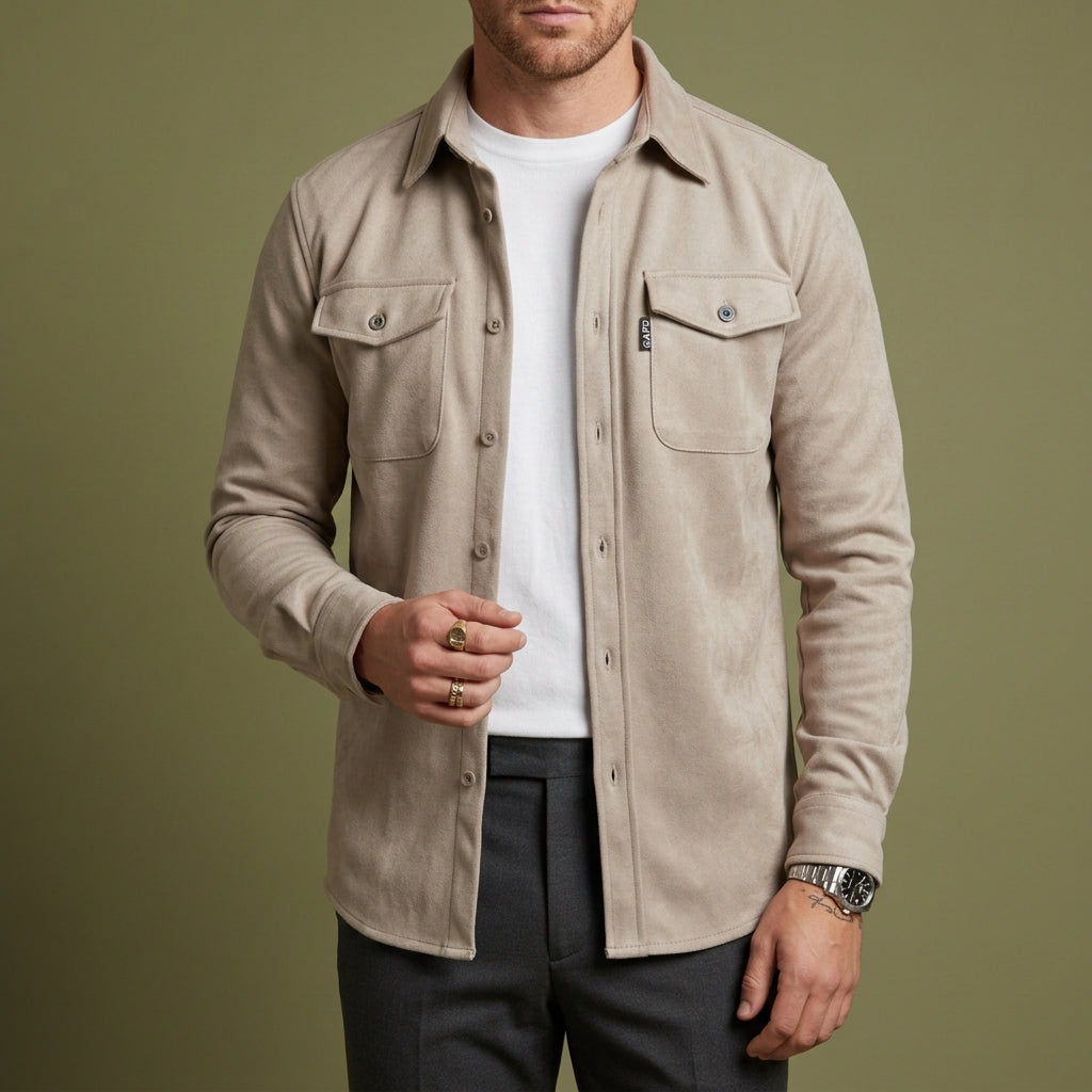 Men's Long Sleeve Button Up Overshirt - VibreMode
