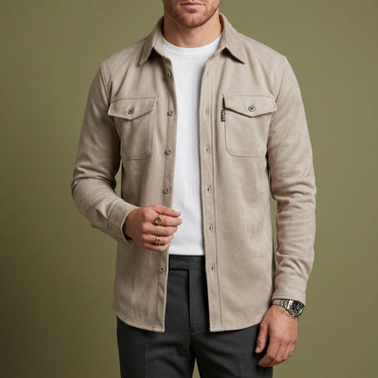 Men's Long Sleeve Button Up Overshirt - VibreMode