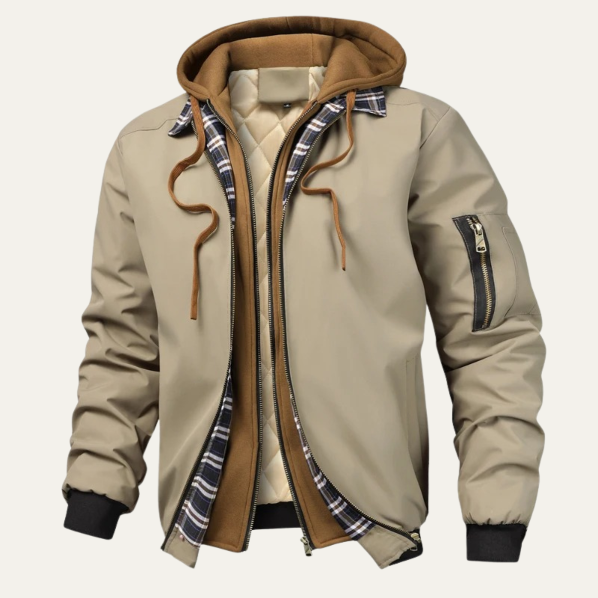 Men's Fleece Lined Hooded Bomber Jacket