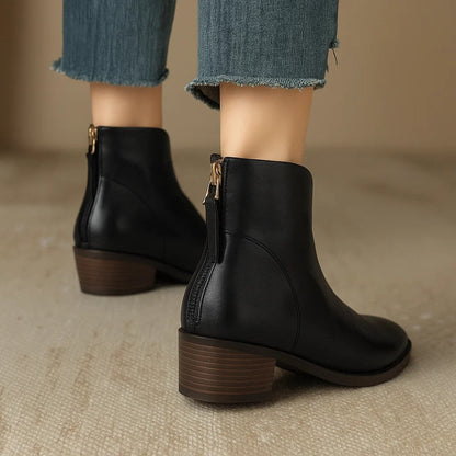 Women's Pointed Toe Boots Smooth Leather Shaft