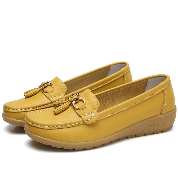Women Leather Cut-Out Ballerina Flats