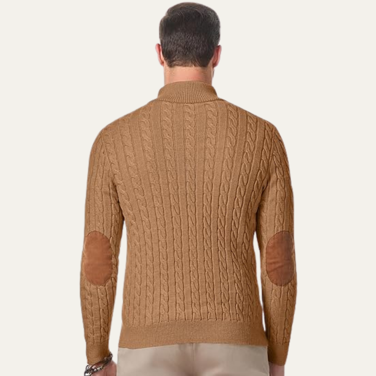 Men's Cable Knit Sweater Stand Collar