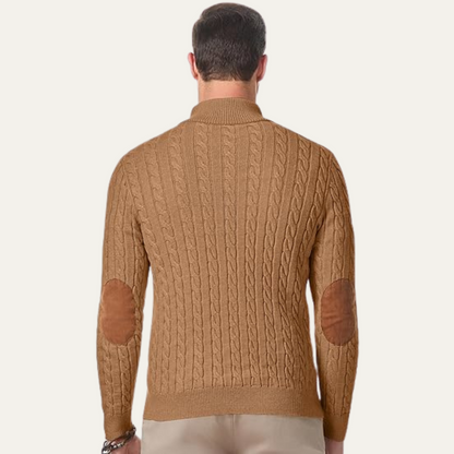 Men's Cable Knit Sweater Stand Collar