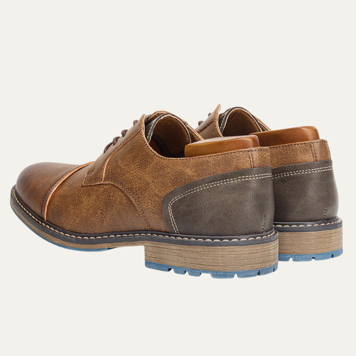 Men's Leather Oxford Shoes Lace Up Brown