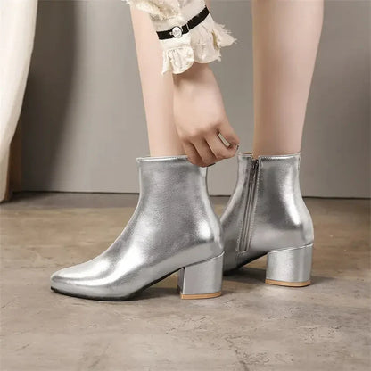 Women's Silver Ankle Boots