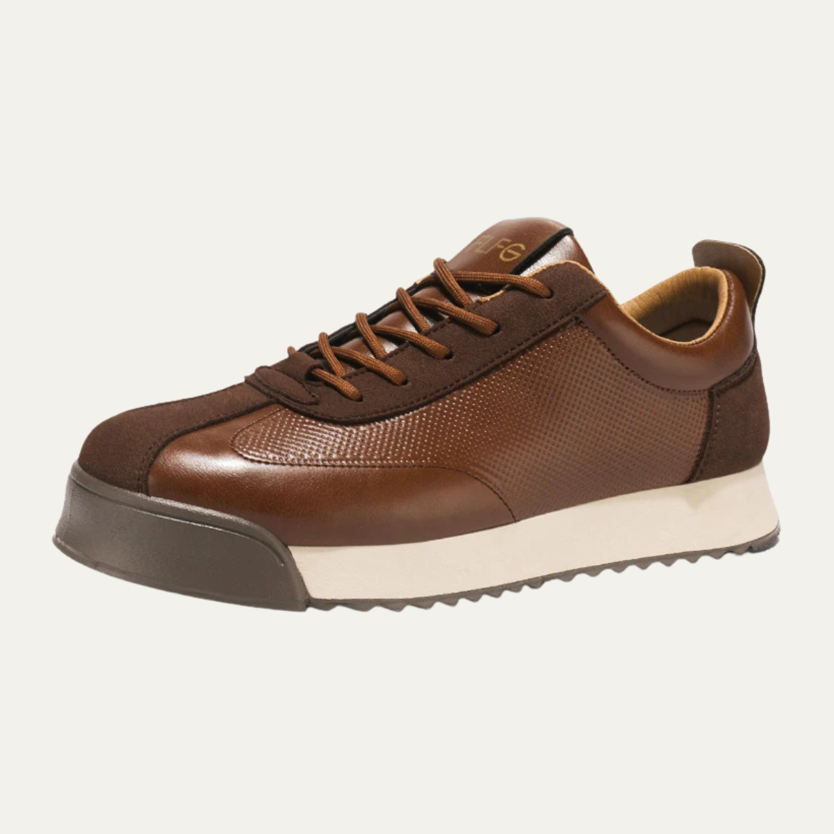 Men's Leather Casual Lace Up Shoes Brown - VibreMode