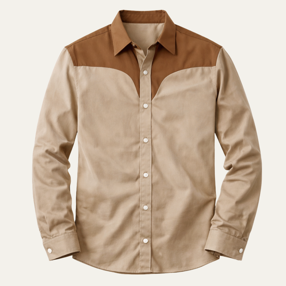 Men's Western Denim Shirt Two Tone Patchwork Retro Style - VibreMode