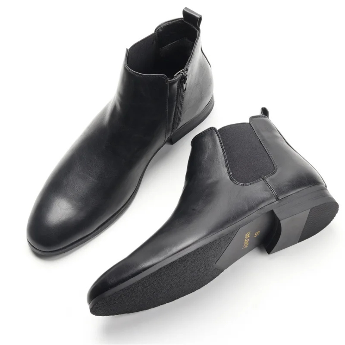 Men's Chelsea Leather Ankle Boots Elastic Sides Brown