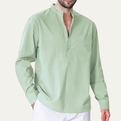 Men's Cotton Linen Shirt Mandarin Collar