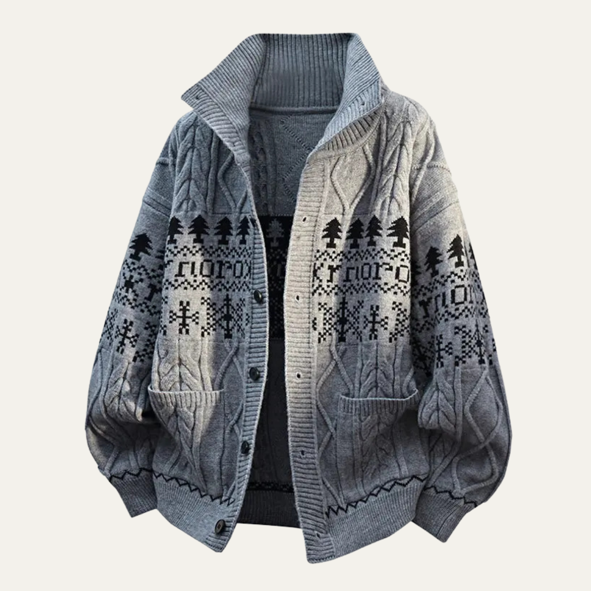 Men's Nordic Pattern Knitted Jacket
