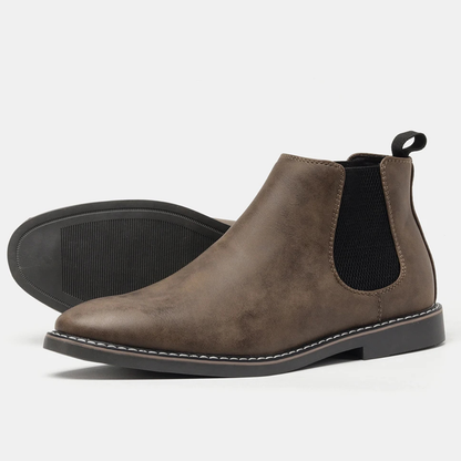 Men's Chelsea Boots Ankle Slip On Leather Brown - VibreMode