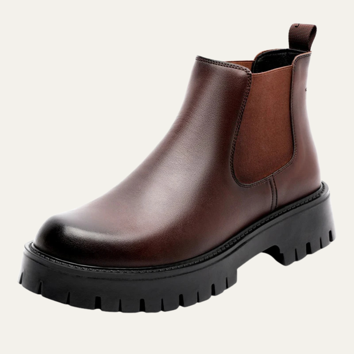 Men's Leather Chelsea Boots Platform Ankle Black - VibreMode