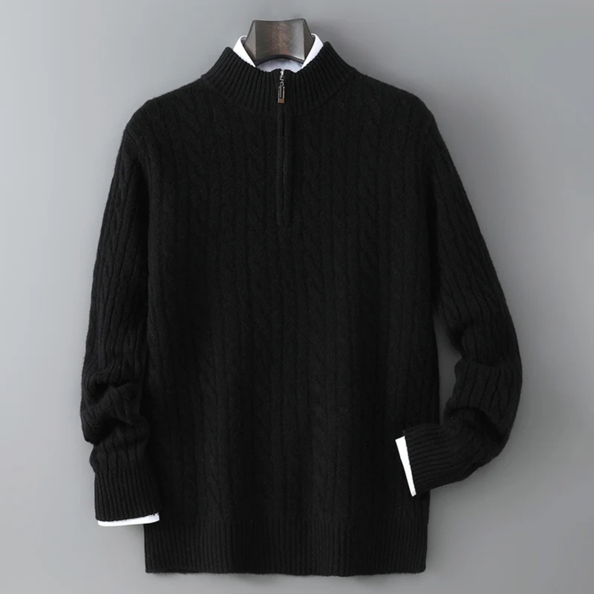Men's Mock Neck Knit Sweater Warm Half Zip