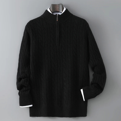 Men's Mock Neck Knit Sweater Warm Half Zip