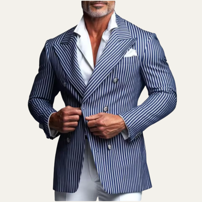Men's Striped Double Breasted Blazer Suit
