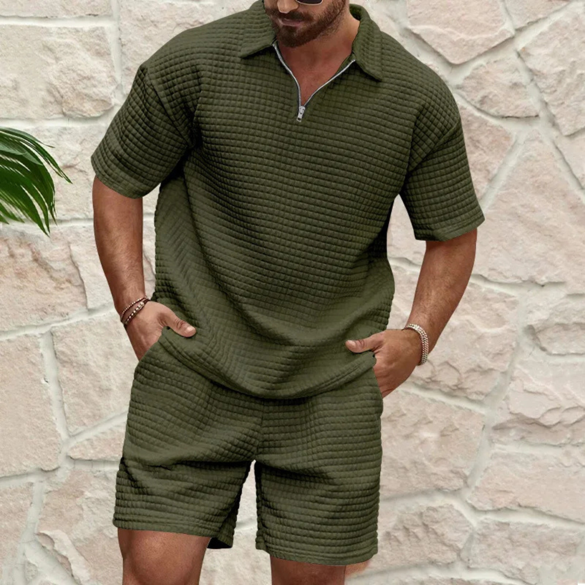Ashcroft Men's Polo Shirt Shorts Set Casual Summer