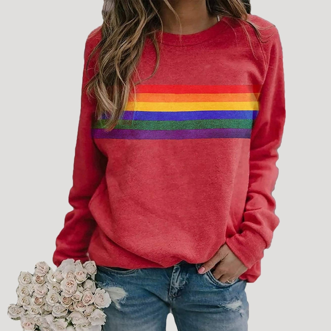 Colorful Women's Striped Long Sleeve Shirt - VibreMode