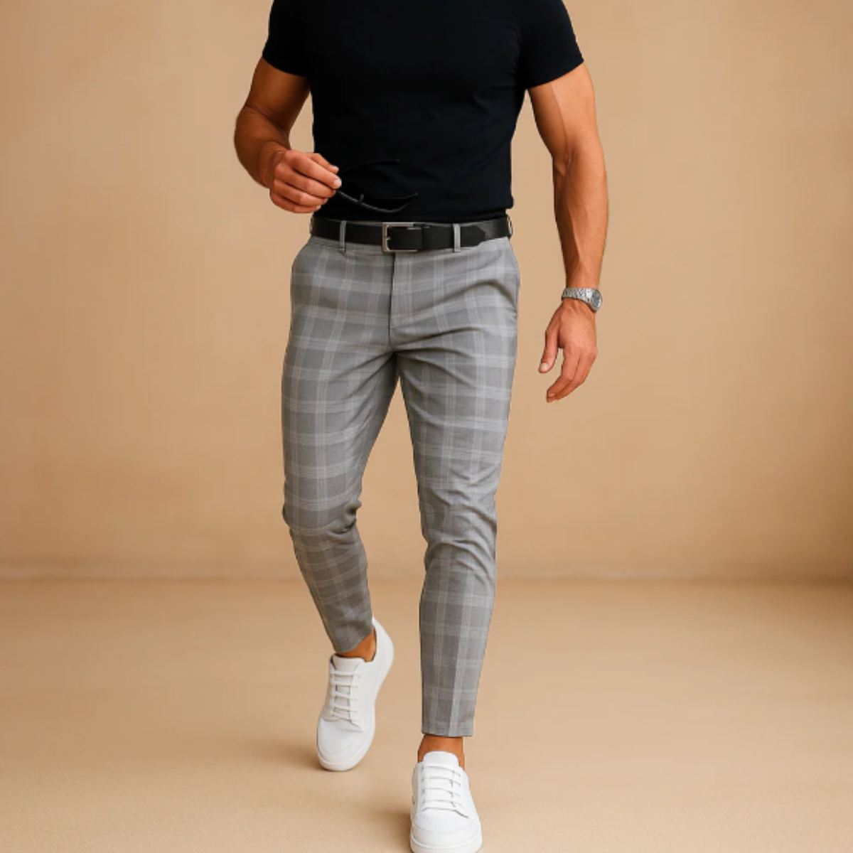 Men's Slim Fit Checked Pants