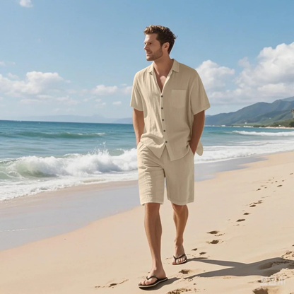 Men's Short Sleeve Shirt And Shorts Set