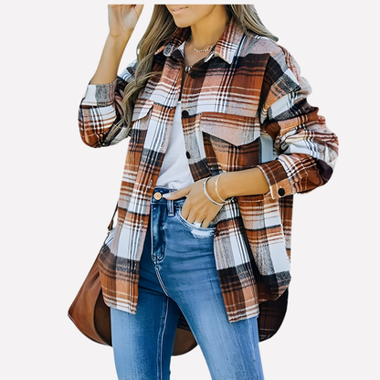 Women's Plaid Flannel Shirt Jacket