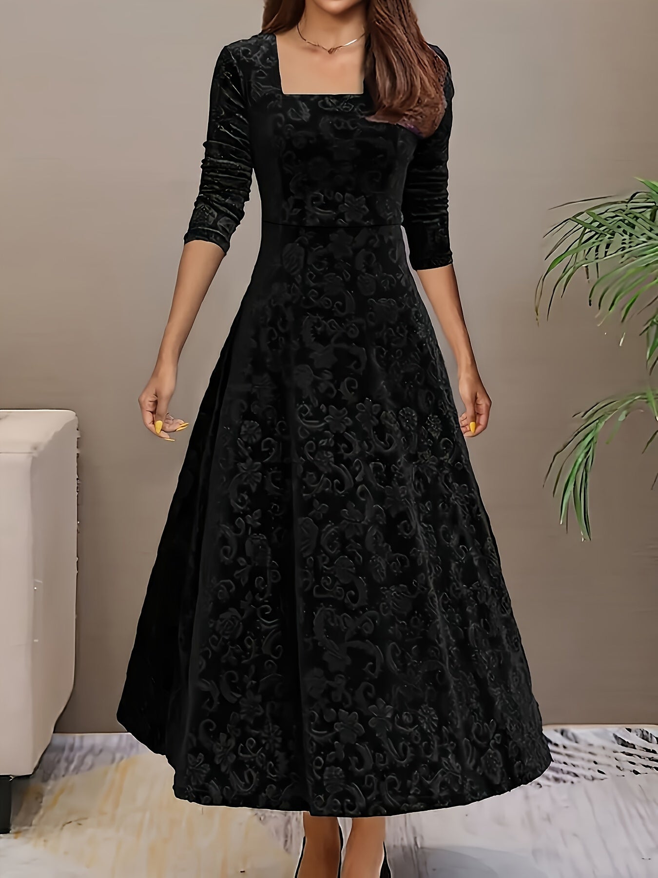 Warm Women's Long Sleeve Winter Maxi Dress