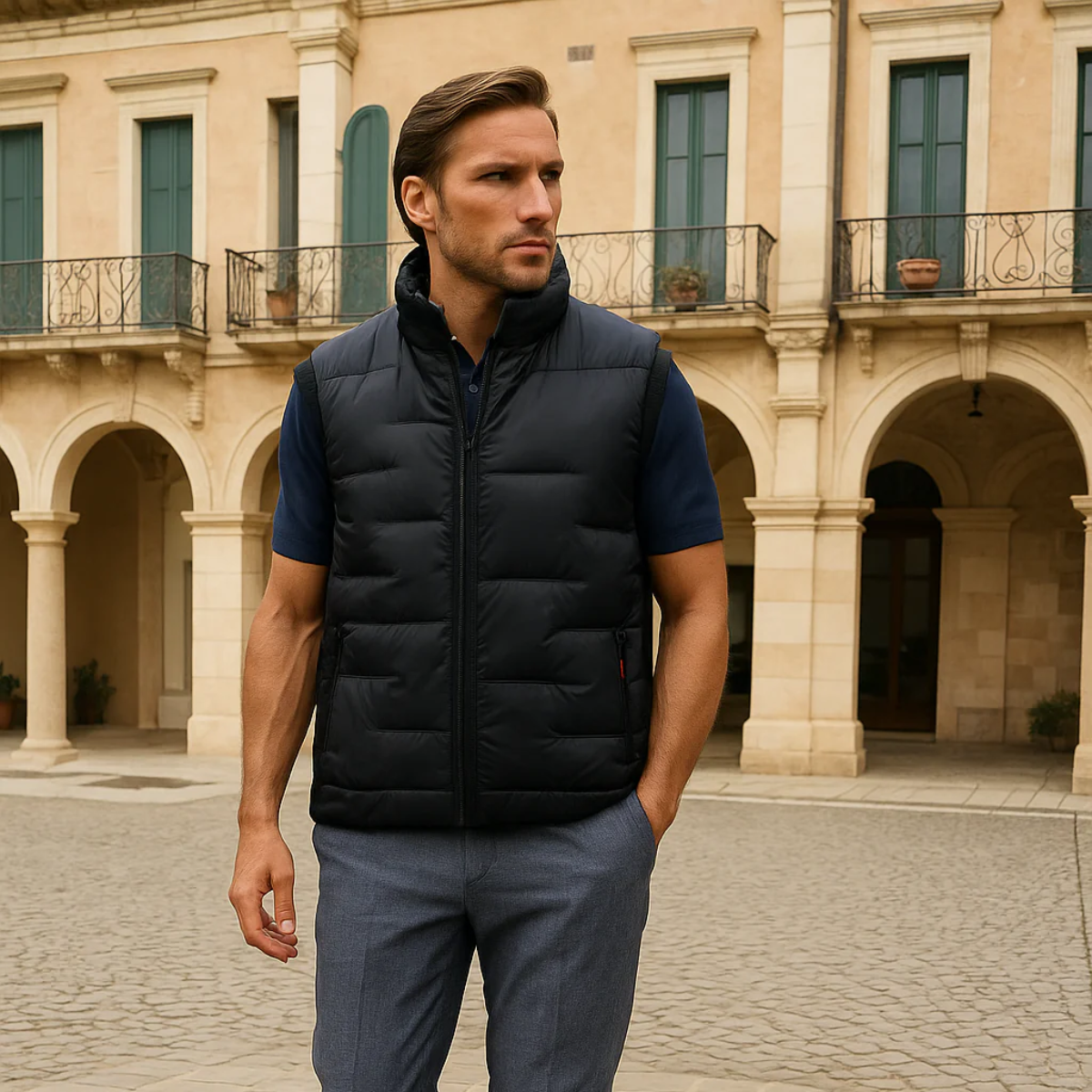 Men's Quilted Puffer Vest Black