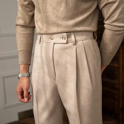 Men's High Waisted Wool Slim Fit Dress Pants