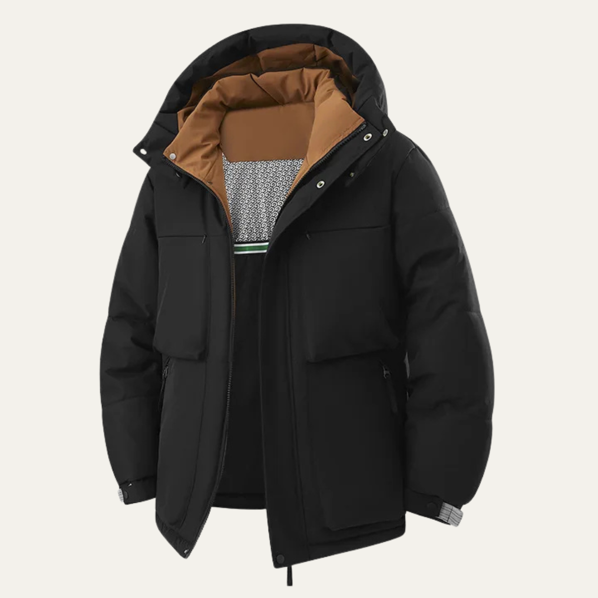 Men's Contrast Hooded Puffer Jacket