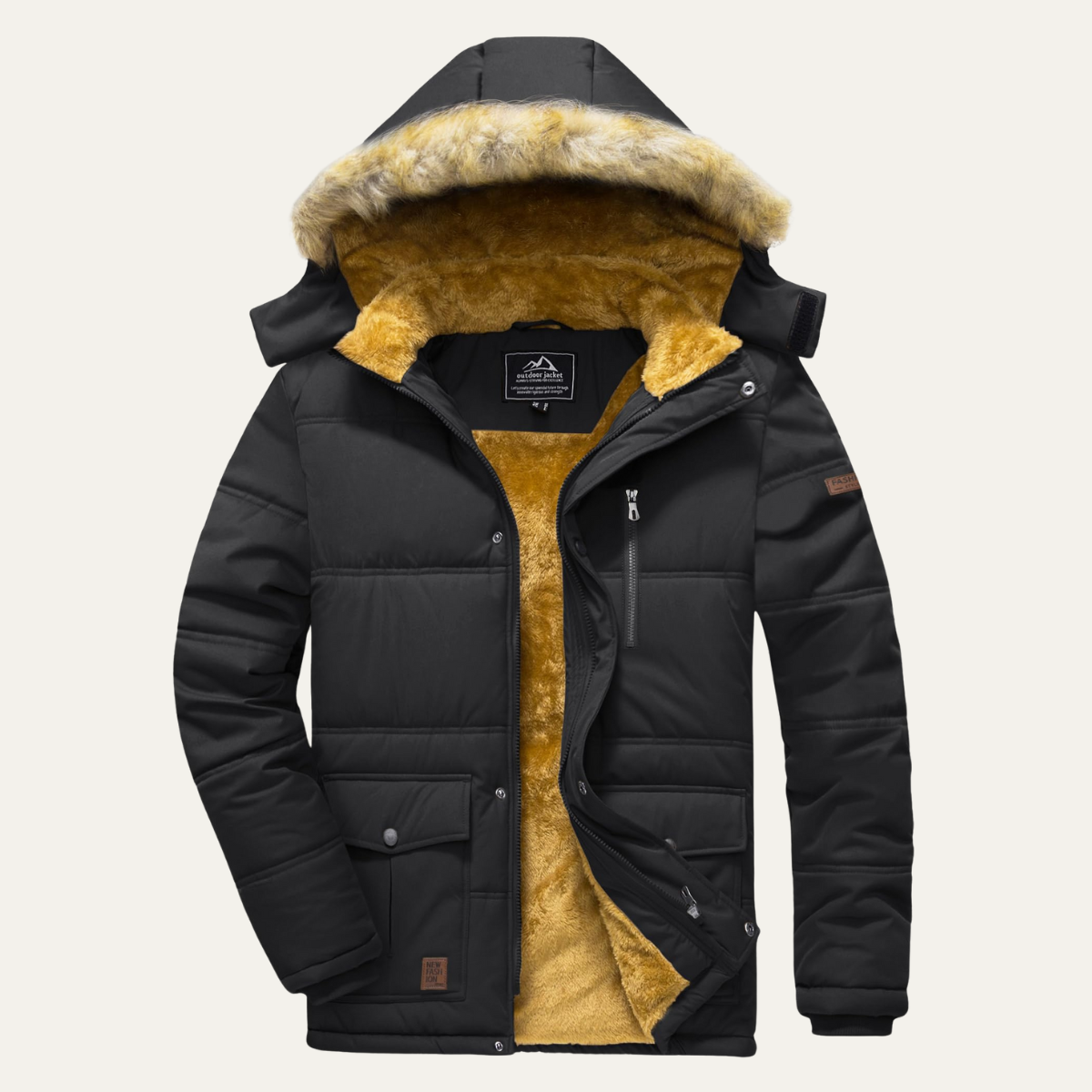 Men's Winter Parka Jacket Detachable Hood - VibreMode