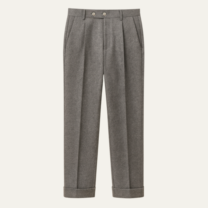 Men's High Waisted Wool Slim Fit Dress Pants - VibreMode