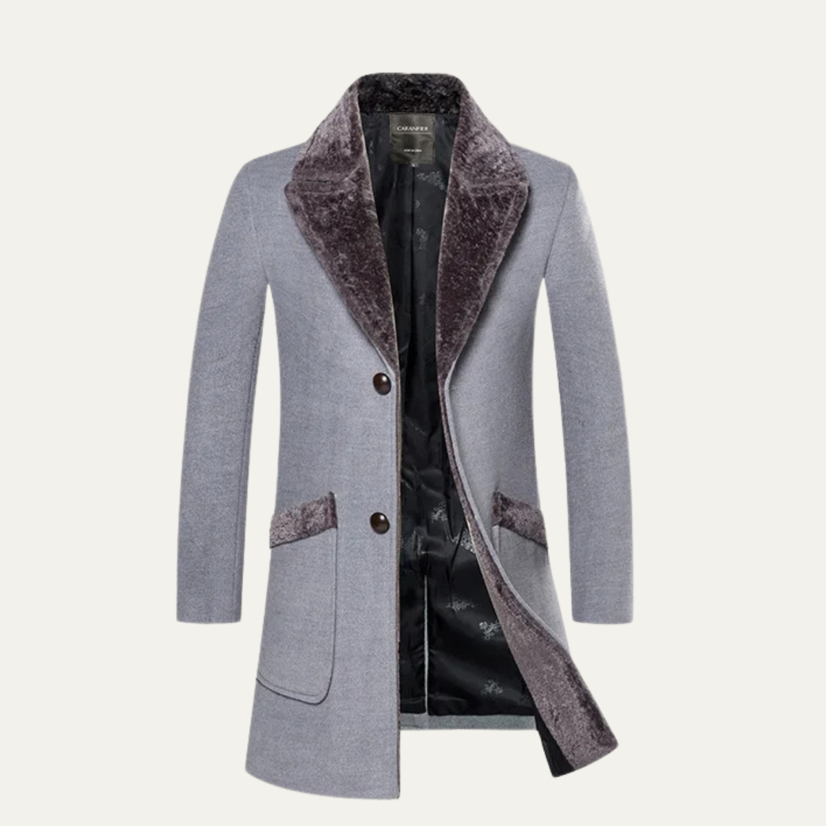Men's Slim Fit Long Winter Jacket Fur Lapel - VibreMode