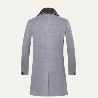 Men's Slim Fit Long Winter Jacket Fur Lapel