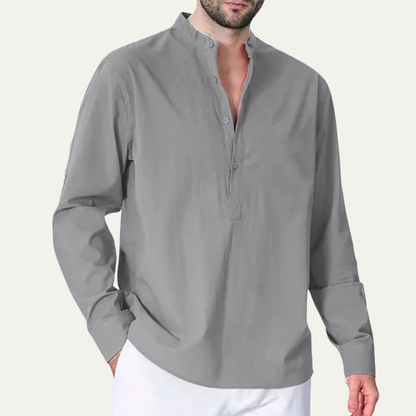 Men's Cotton Linen Shirt Mandarin Collar