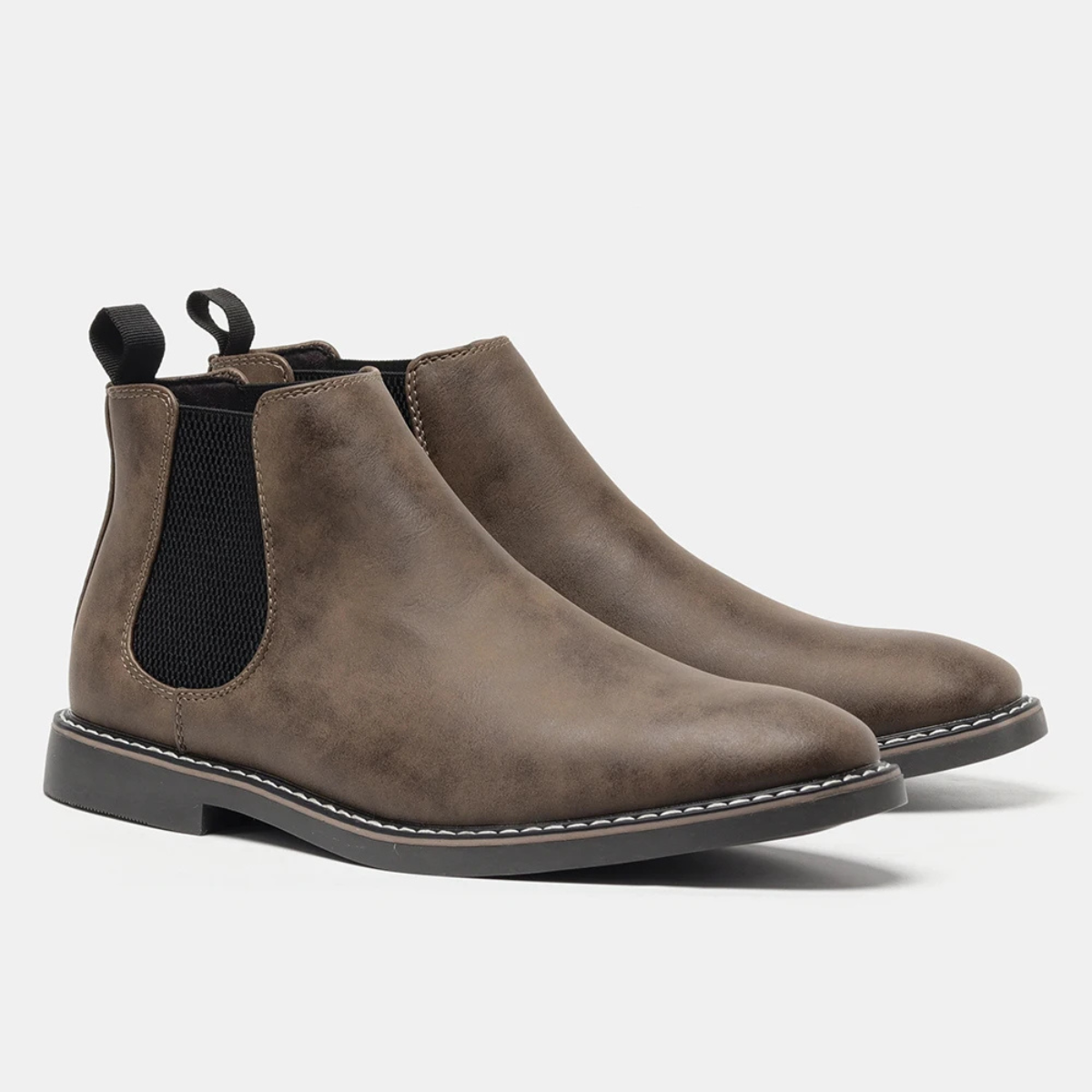 Men's Chelsea Boots Ankle Slip On Leather Brown