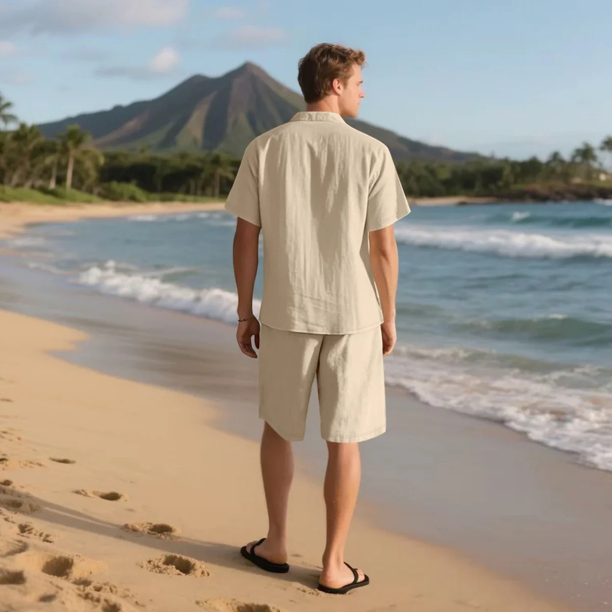 Men's Short Sleeve Shirt And Shorts Set