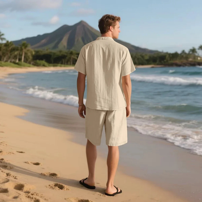 Men's Short Sleeve Shirt And Shorts Set