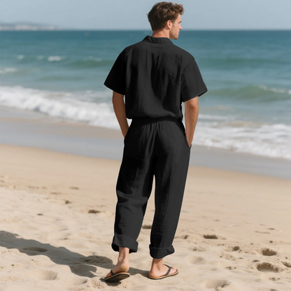 Men's Lightweight Casual Shirt And Pants Set