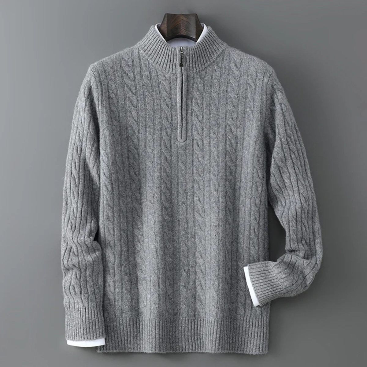 Men's Mock Neck Knit Sweater Warm Half Zip